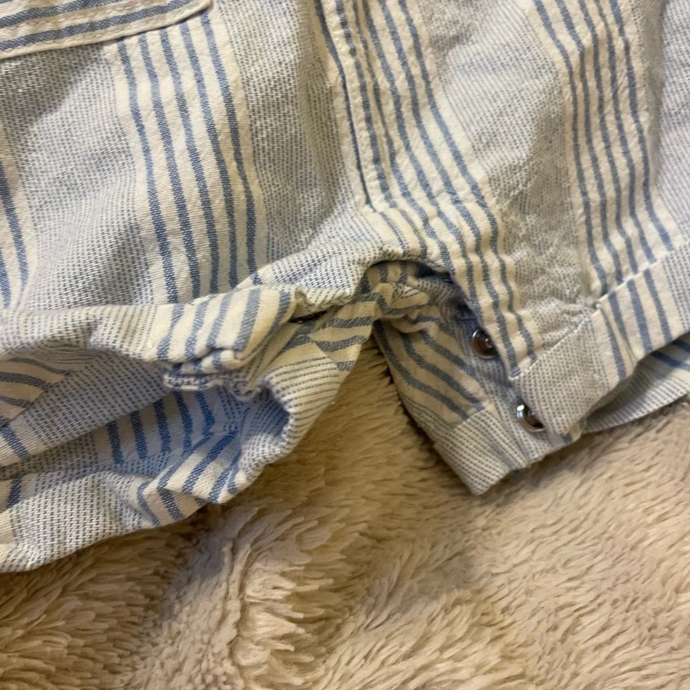 EUC Nautica Blue and White Striped Overalls